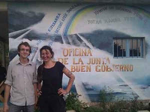 Me and a fellow observer at the Caracol's "Council of Good Government" after the trip