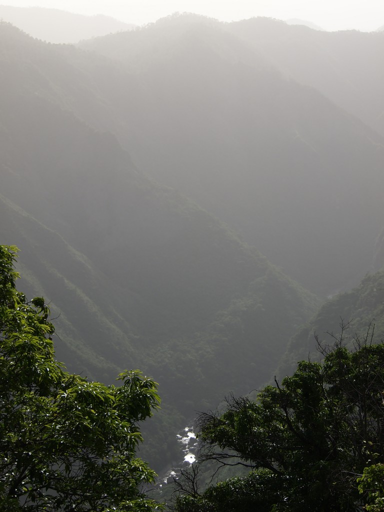 Rio San Juan glitters at the bottom of the green San Marco de la Sierra valley – this was taken when we were still about an hour's walk away
