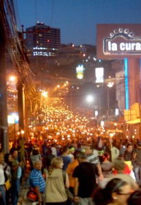 The river of people continued in front of us - stretching here to close to the Hunger Strike site