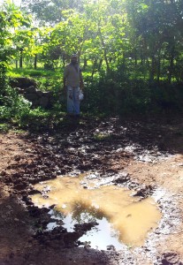 In an extremely dry summer, the water we passed on the way to the San Juan cooperative was not from rain but the sabotaged water supply