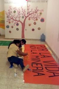 James and Maryeli in COPINH's base prepare to support the protests in Tegucigalpa